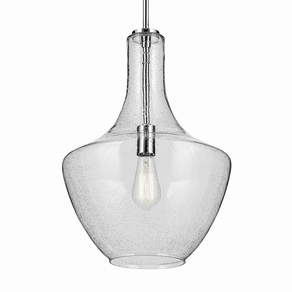 KICHLER 42046CHCS Everly 19.75" 1-Light Bell Pendant With Clear Seeded Glass In Chrome