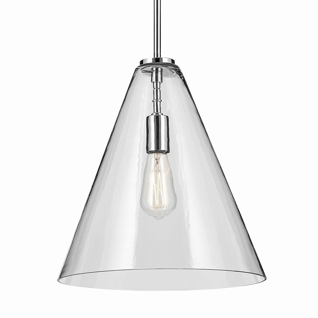 KICHLER 42200CH Everly 15.5" 1-Light Cone Pendant With Clear Glass In Chrome
