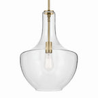 KICHLER 42046NBRCS Everly 19.75" 1-Light Bell Pendant With Clear Seeded Glass In Brushed Nickel