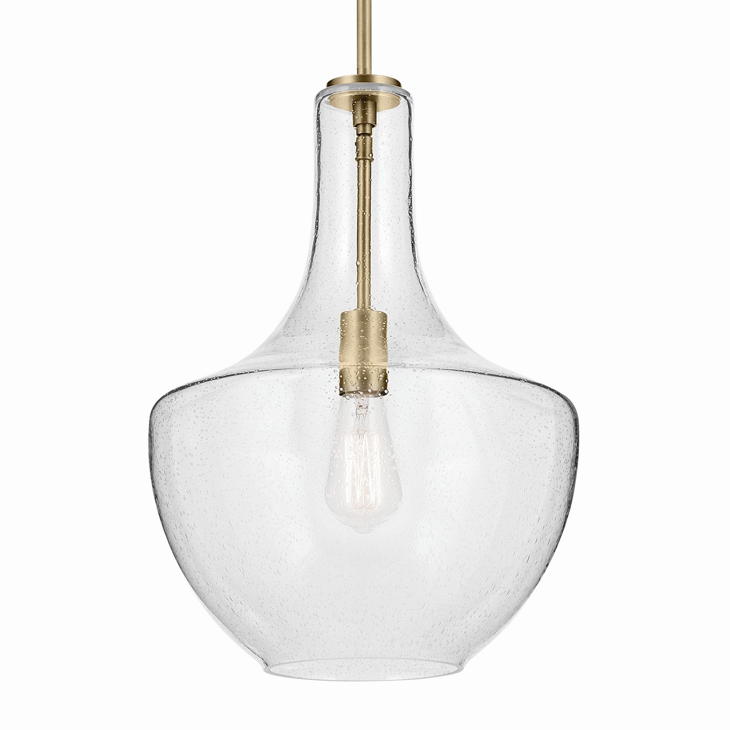 KICHLER 42046NBRCS Everly 19.75" 1-Light Bell Pendant With Clear Seeded Glass In Brushed Nickel