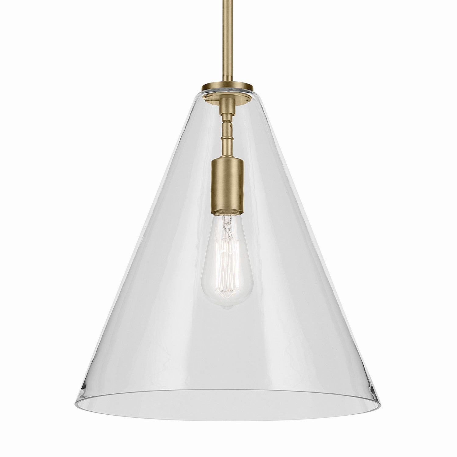 KICHLER 42200NBR Everly 15.5" 1-Light Cone Pendant With Clear Glass In Natural Brass