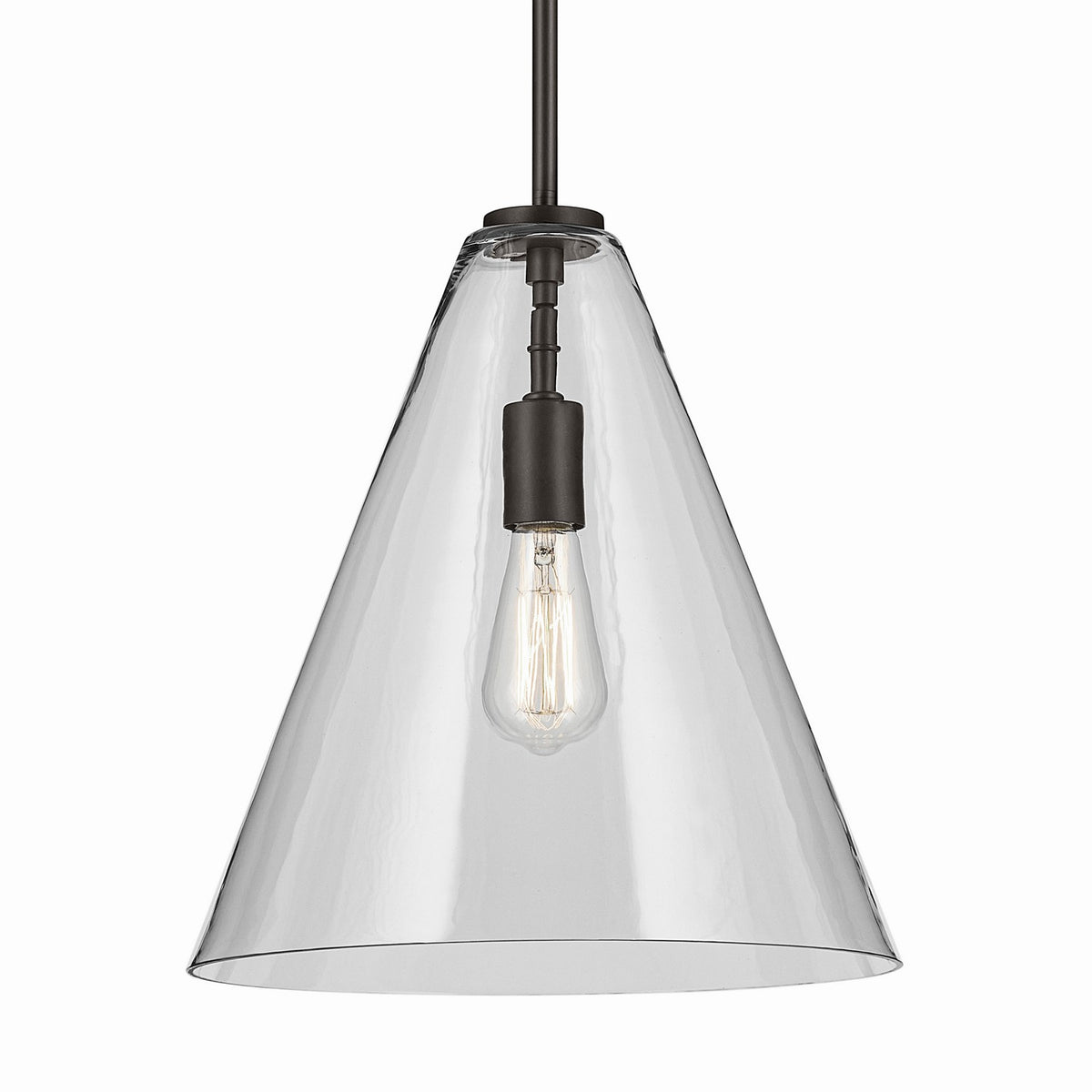 KICHLER 42200OZ Everly 15.5" 1-Light Cone Pendant With Clear Glass In Olde Bronze