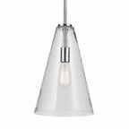 KICHLER 42199CHCS Everly 15.25" 1-Light Cone Pendant With Clear Seeded Glass In Chrome