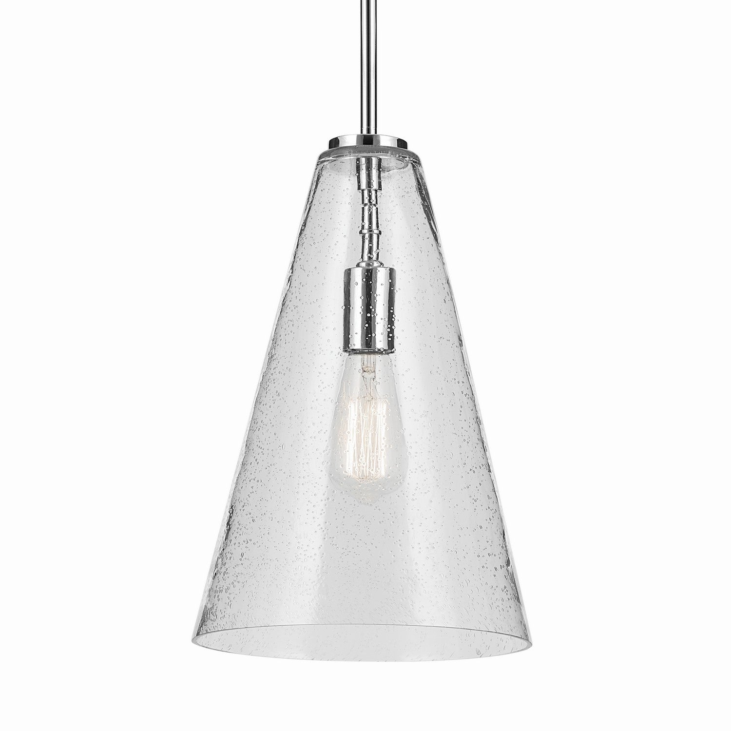 KICHLER 42199CHCS Everly 15.25" 1-Light Cone Pendant With Clear Seeded Glass In Chrome