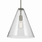 KICHLER 42200NI Everly 15.5" 1-Light Cone Pendant With Clear Glass In Brushed Nickel