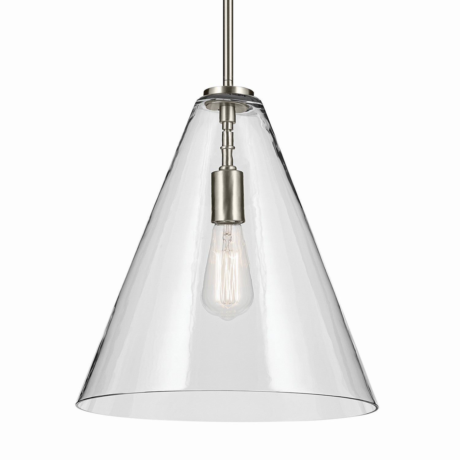 KICHLER 42200NI Everly 15.5" 1-Light Cone Pendant With Clear Glass In Brushed Nickel
