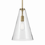 KICHLER 42199NBRCS Everly 15.25" 1-Light Cone Pendant With Clear Seeded Glass In Natural Brass