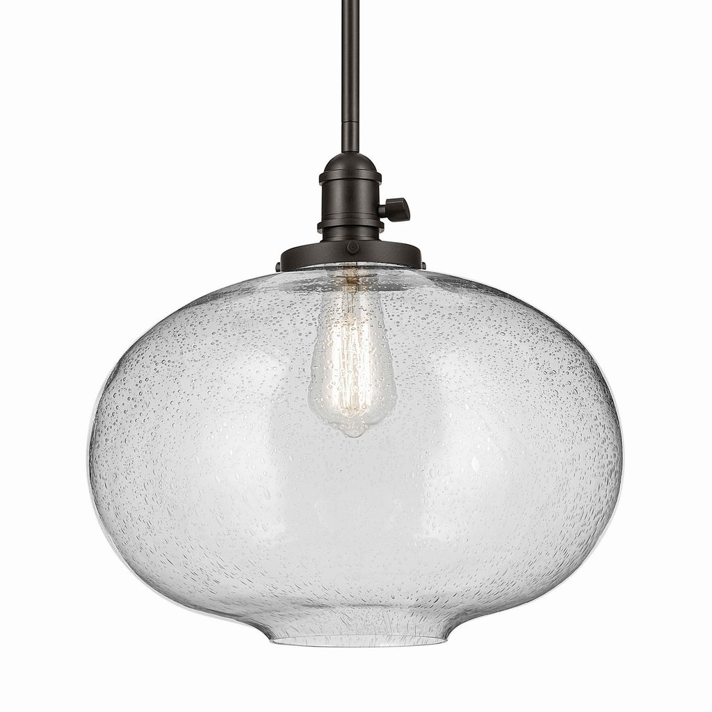 KICHLER 43911OZ Avery 14" 1-Light Globe Pendant With Clear Seeded Glass In Olde Bronze