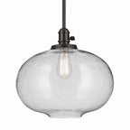 KICHLER 43911OZ Avery 14" 1-Light Globe Pendant With Clear Seeded Glass In Olde Bronze