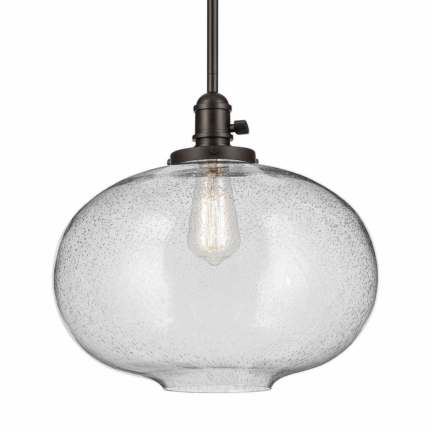KICHLER 43911OZ Avery 14" 1-Light Globe Pendant With Clear Seeded Glass In Olde Bronze