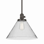 KICHLER 43905OZ Avery 11.75" 1-Light Cone Pendant With Clear Seeded Glass In Olde Bronze