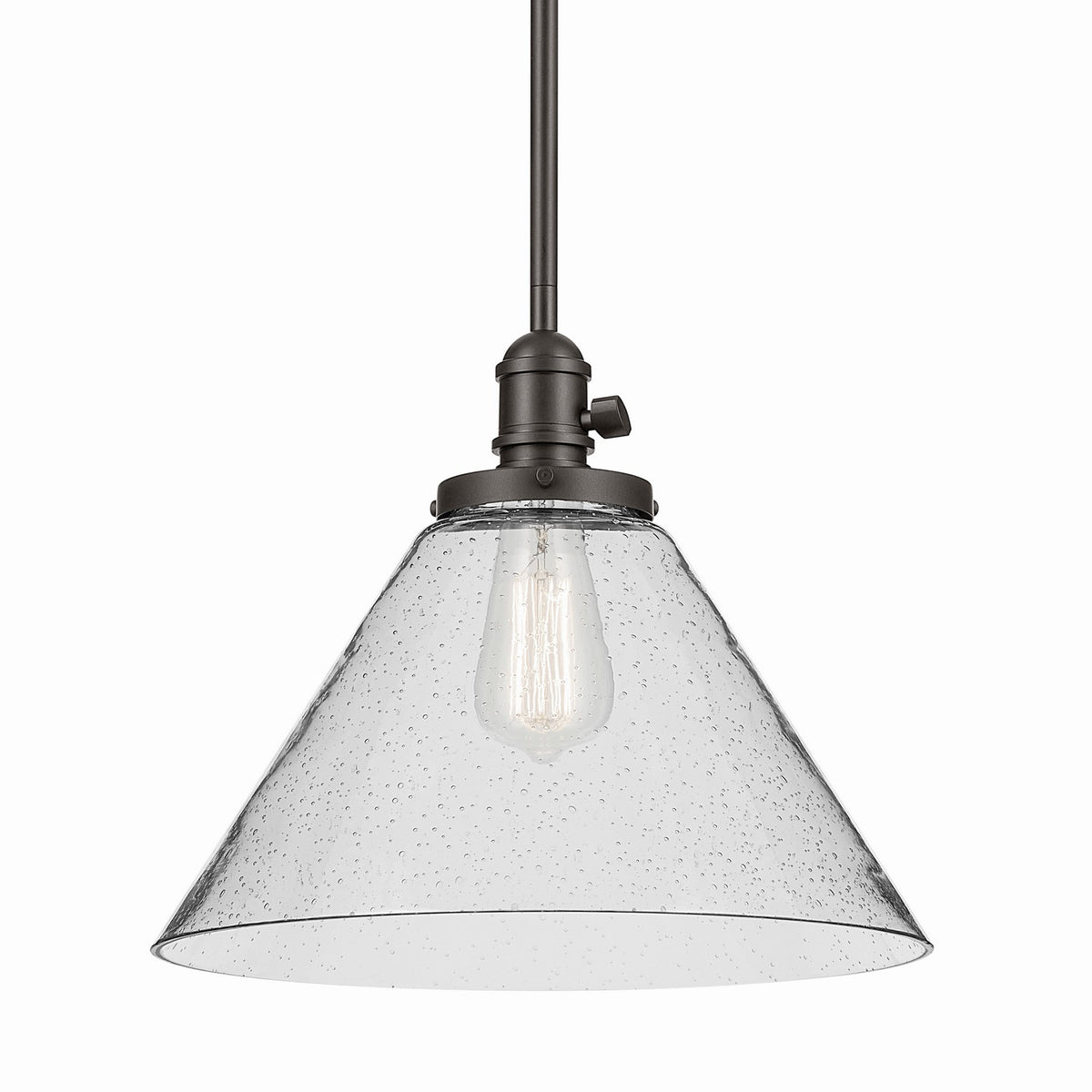 KICHLER 43905OZ Avery 11.75" 1-Light Cone Pendant With Clear Seeded Glass In Olde Bronze