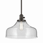 KICHLER 43906OZ Avery 11.25" 1-Light Bell Pendant With Clear Seeded Glass In Olde Bronze