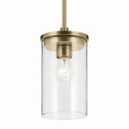 KICHLER 43996NBR Crosby 10.75" 1-Light Mini Pendant With Clear Glass In Natural Brass