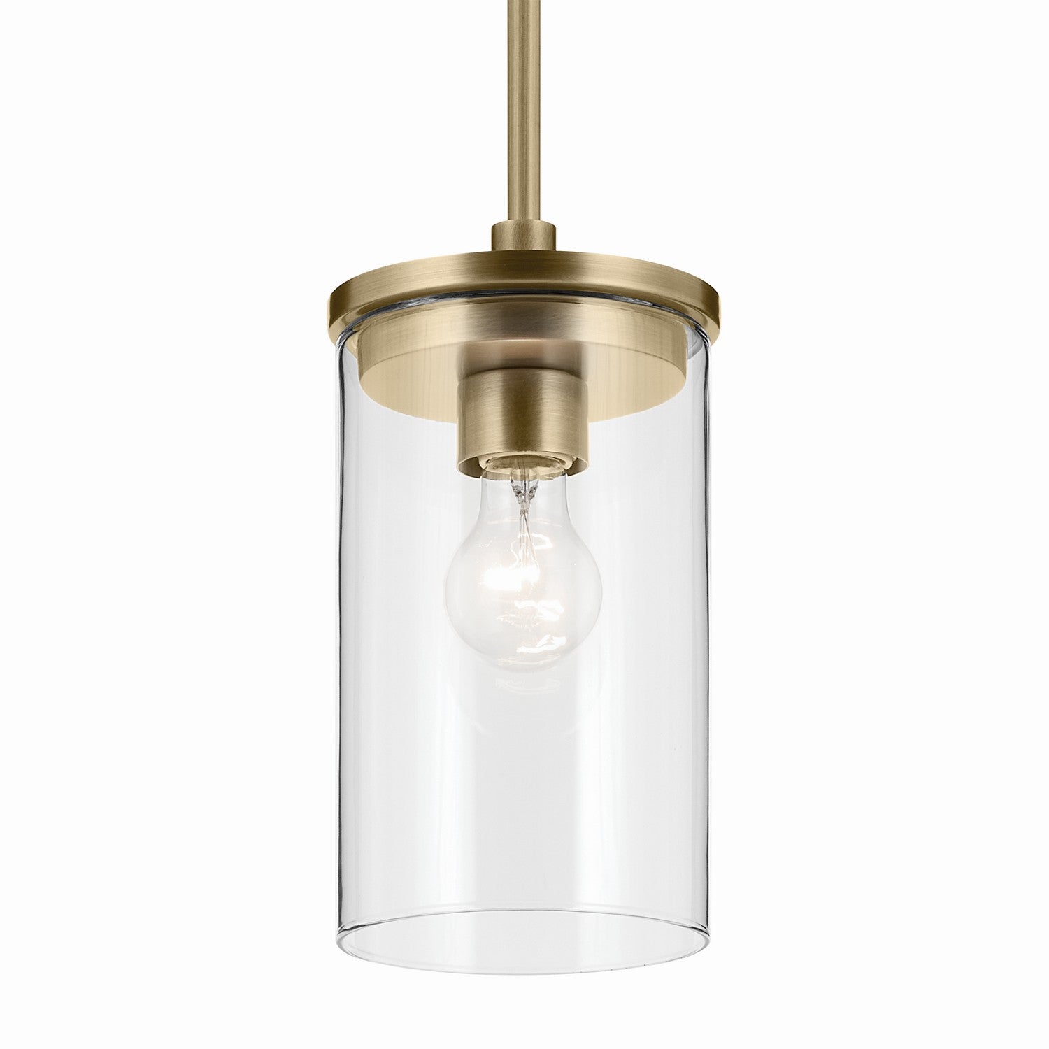 KICHLER 43996NBR Crosby 10.75" 1-Light Mini Pendant With Clear Glass In Natural Brass