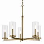 KICHLER 43999NBR Crosby 22.5" 5-Light Chandelier With Clear Glass In Natural Brass