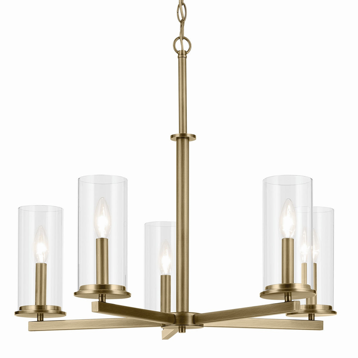 KICHLER 43999NBR Crosby 22.5" 5-Light Chandelier With Clear Glass In Natural Brass