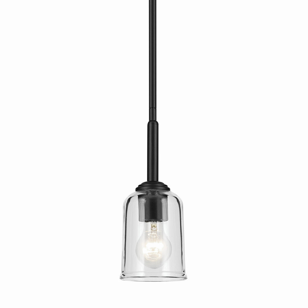 KICHLER 43674BKCLR Shailene 11.25" 1-Light Mini Bell Pendant With Clear Glass In Black