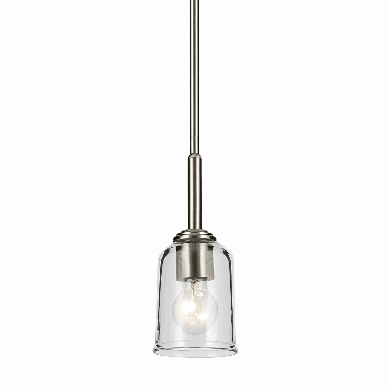KICHLER 43674NICLR Shailene 11.25" 1-Light Mini Bell Pendant With Clear Glass In Brushed Nickel
