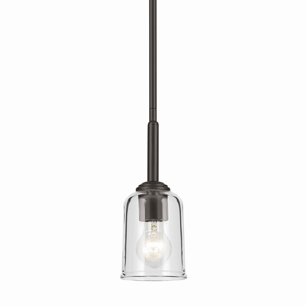 KICHLER 43674OZCLR Shailene 11.25" 1-Light Mini Bell Pendant With Clear Glass In Olde Bronze