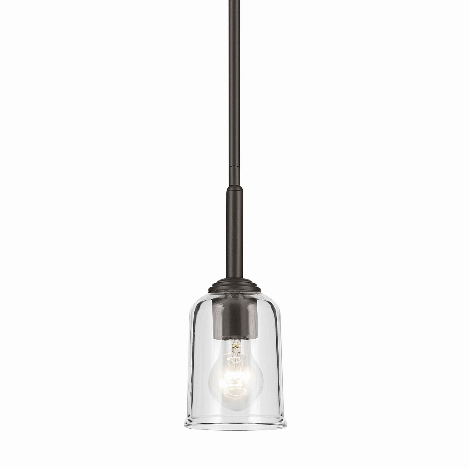 KICHLER 43674OZCLR Shailene 11.25" 1-Light Mini Bell Pendant With Clear Glass In Olde Bronze