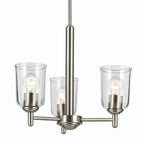 KICHLER 43670NICLR Shailene 15.25" 3-Light Mini Chandelier With Clear Glass In Brushed Nickel