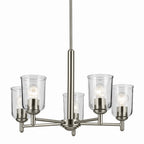 KICHLER 43671NICLR Shailene 15.25" 5-Light Chandelier With Clear Glass In Brushed Nickel