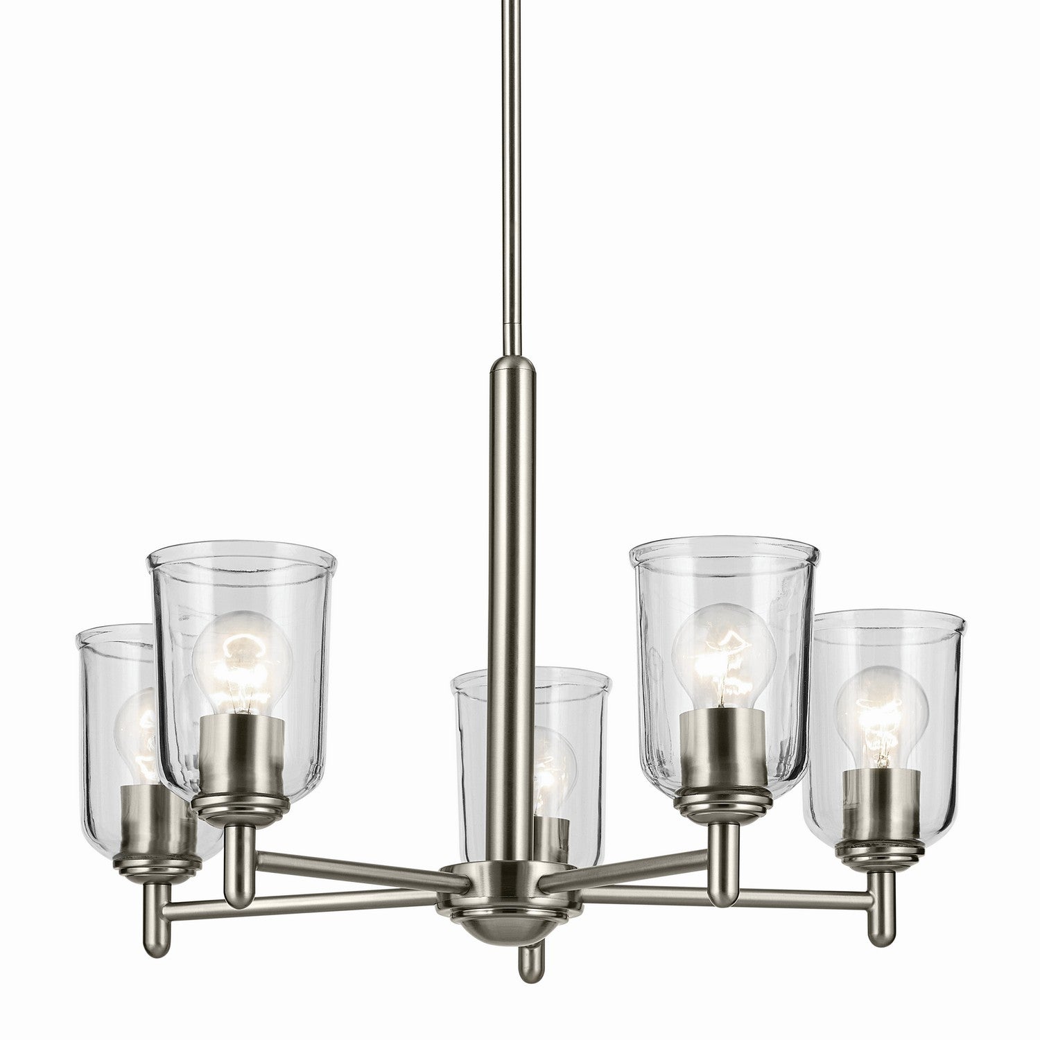 KICHLER 43671NICLR Shailene 15.25" 5-Light Chandelier With Clear Glass In Brushed Nickel