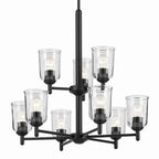 KICHLER 43672BKCLR Shailene 26.5" 9-Light 2-Tier Chandelier With Clear Glass In Black