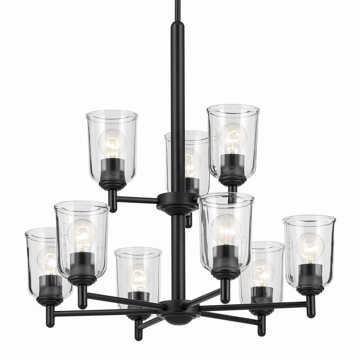 KICHLER 43672BKCLR Shailene 26.5" 9-Light 2-Tier Chandelier With Clear Glass In Black