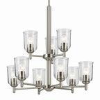 KICHLER 43672NICLR Shailene 26.5" 9-Light 2-Tier Chandelier With Clear Glass In Brushed Nickel