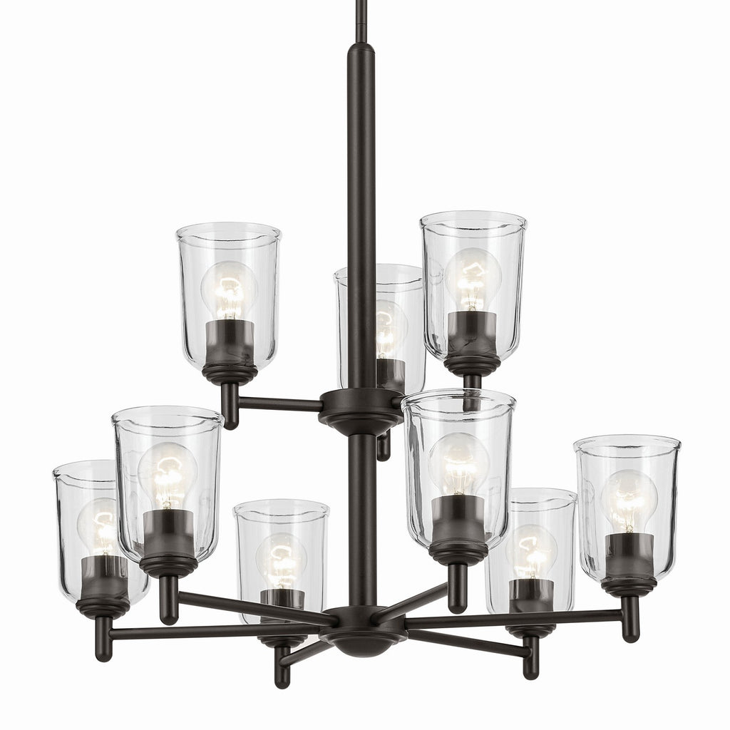 KICHLER 43672OZCLR Shailene 26.5" 9-Light 2-Tier Chandelier With Clear Glass In Olde Bronze