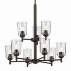 KICHLER 43672OZCLR Shailene 26.5" 9-Light 2-Tier Chandelier With Clear Glass In Olde Bronze