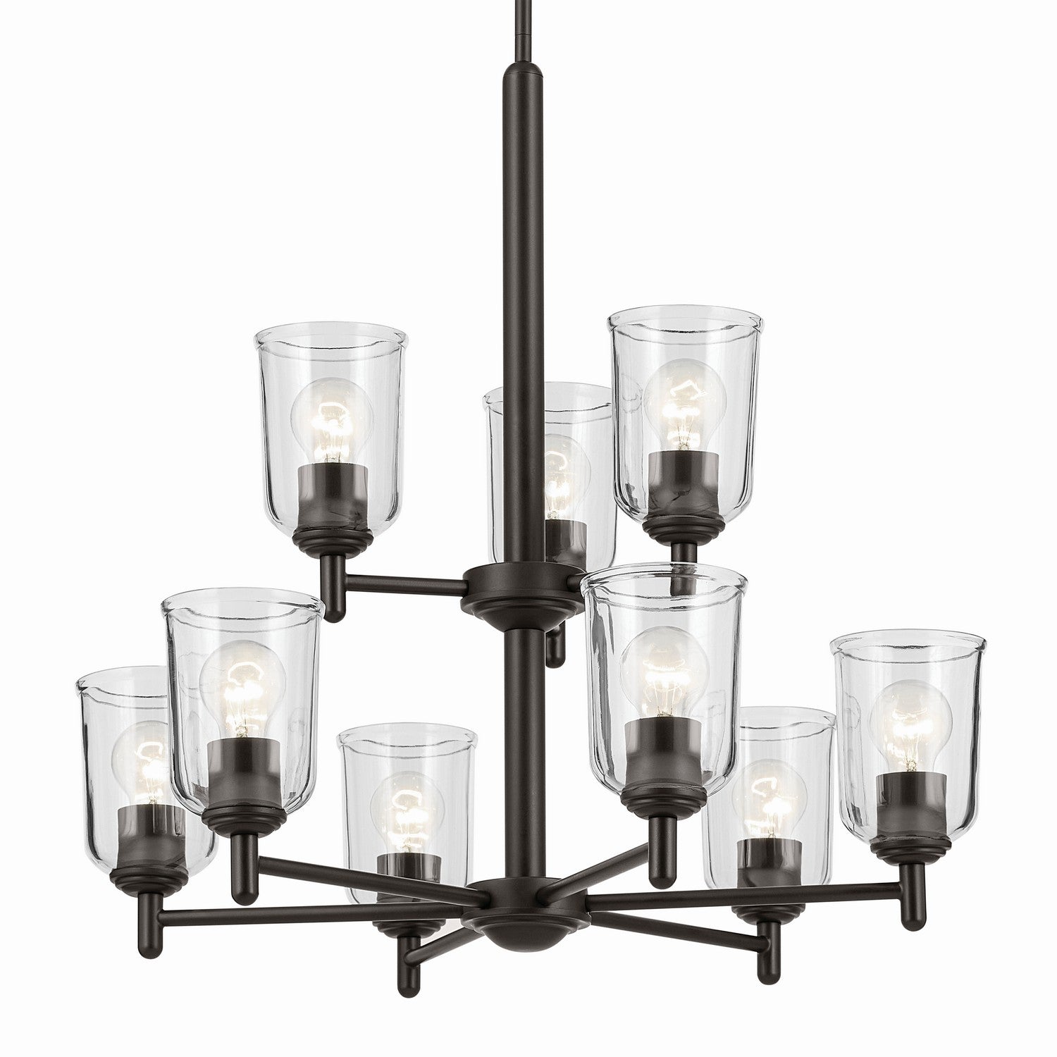 KICHLER 43672OZCLR Shailene 26.5" 9-Light 2-Tier Chandelier With Clear Glass In Olde Bronze