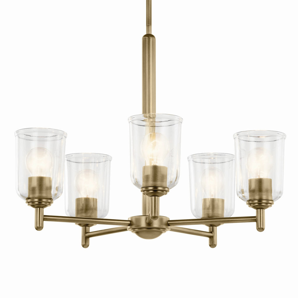 KICHLER 43671NBRCLR Shailene 15.25" 5-Light Chandelier With Clear Glass In Natural Brass