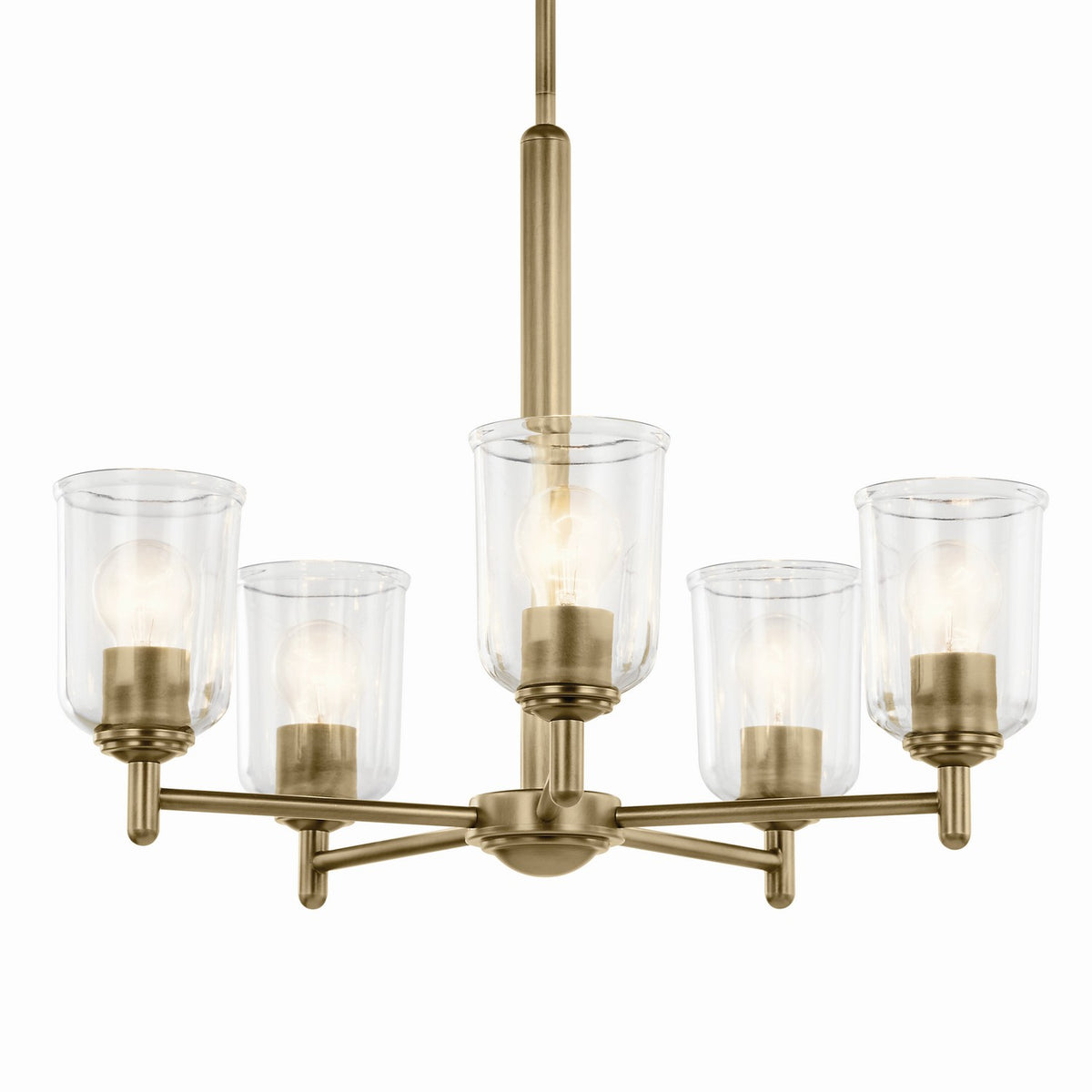 KICHLER 43671NBRCLR Shailene 15.25" 5-Light Chandelier With Clear Glass In Natural Brass