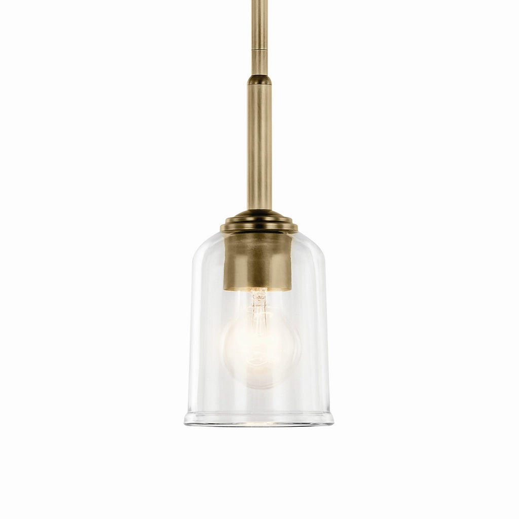 KICHLER 43674NBRCLR Shailene 11.25" 1-Light Mini Bell Pendant With Clear Glass In Natural Brass