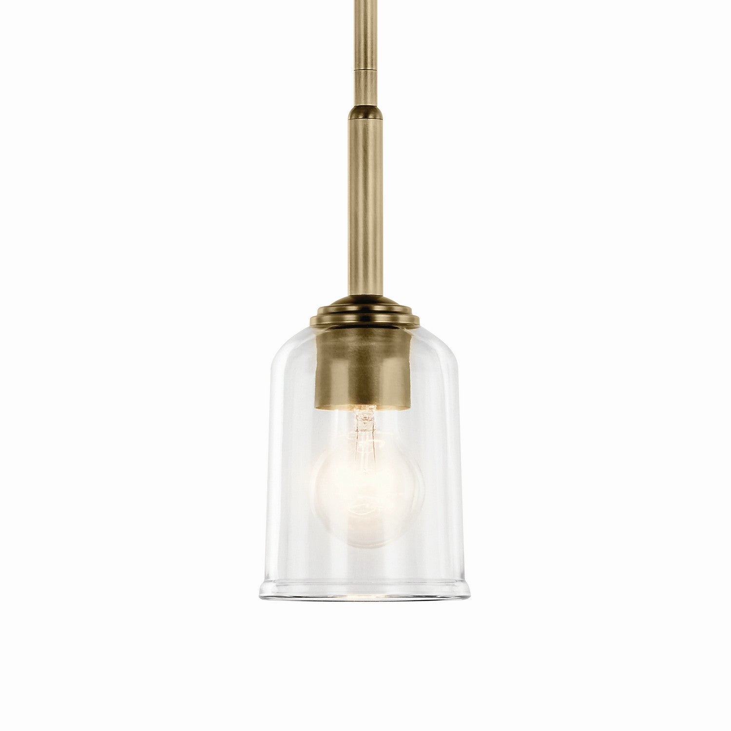 KICHLER 43674NBRCLR Shailene 11.25" 1-Light Mini Bell Pendant With Clear Glass In Natural Brass