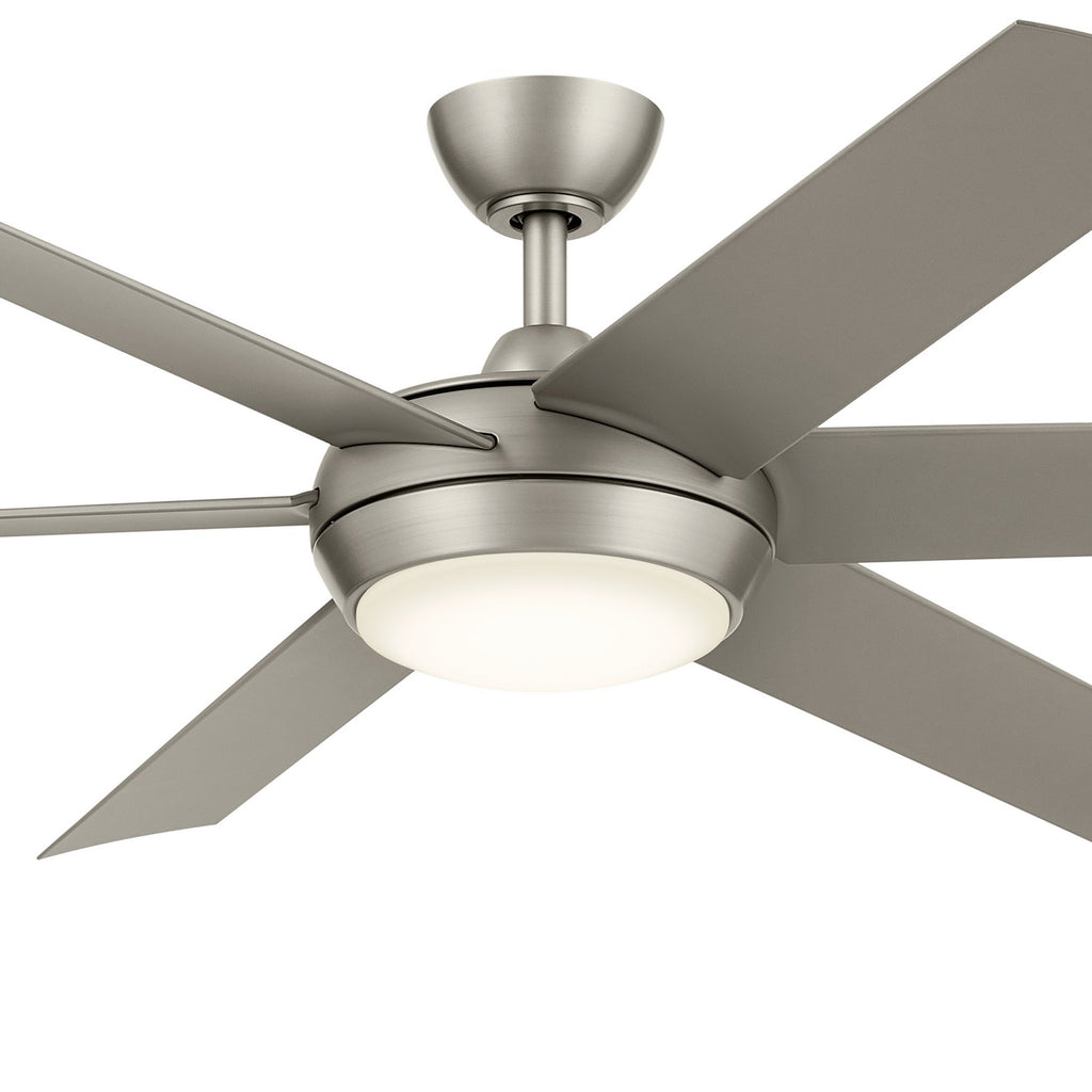 KICHLER 310260NI 60 Inch Mint Ceiling Fan With Glass Diffuser In Brushed Nickel With Silver Blades