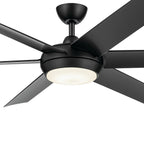 KICHLER 310260SBK 60 Inch Mint Ceiling Fan With Glass Diffuser In Satin Black With Satin Black Blades