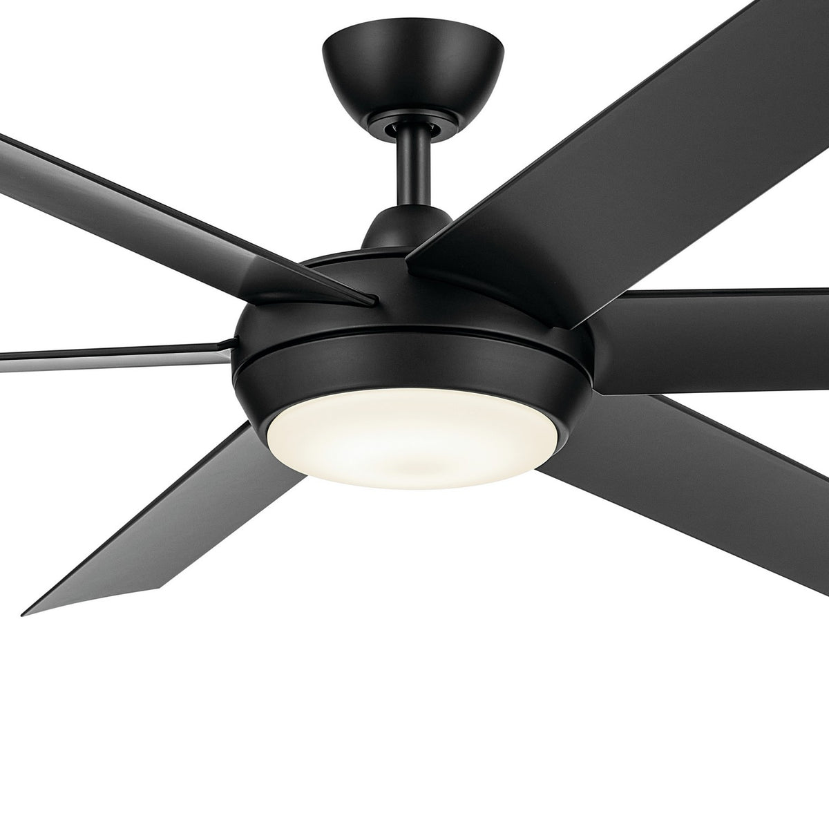 KICHLER 310260SBK 60 Inch Mint Ceiling Fan With Glass Diffuser In Satin Black With Satin Black Blades
