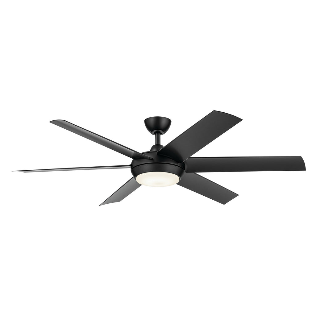 KICHLER 310260SBK 60 Inch Mint Ceiling Fan With Glass Diffuser In Satin Black With Satin Black Blades