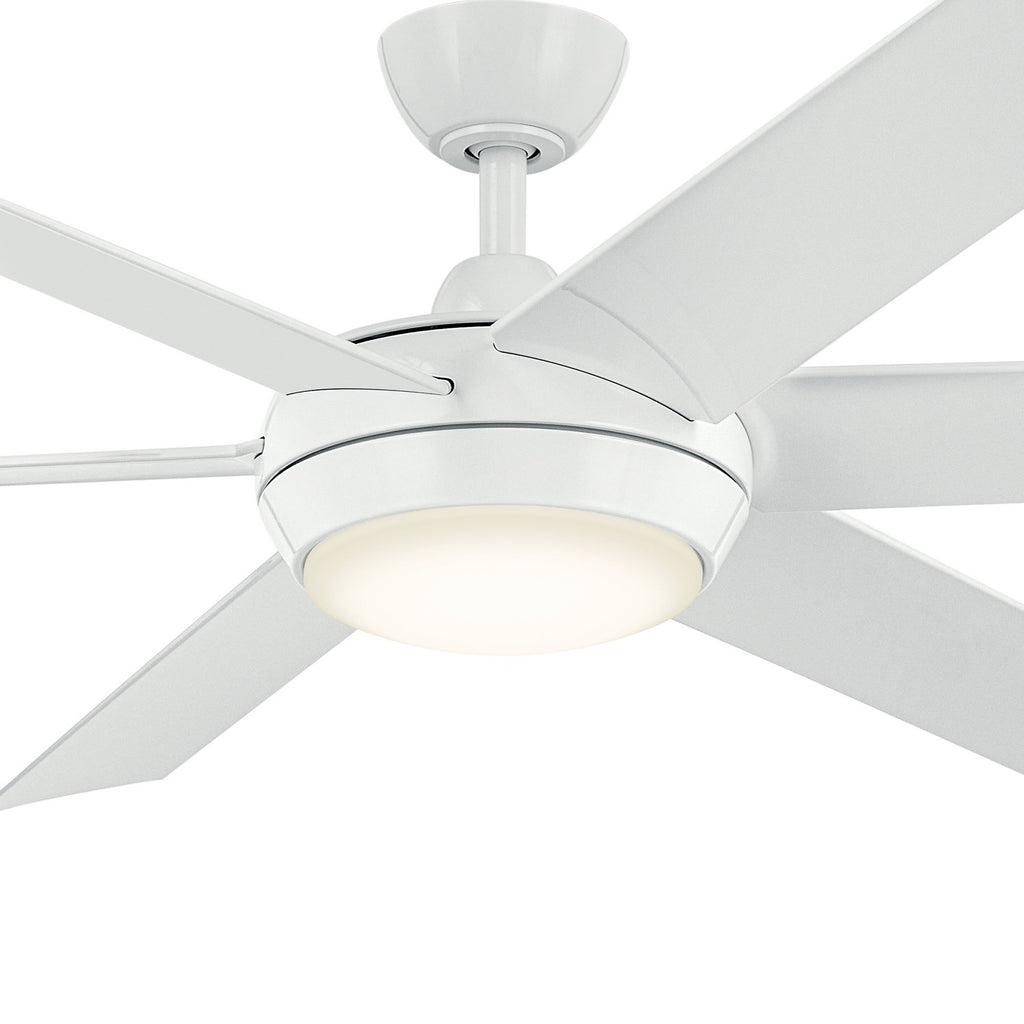 KICHLER 310260WH 60 Inch Mint Ceiling Fan With Glass Diffuser In White With White Blades