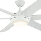 KICHLER 310260WH 60 Inch Mint Ceiling Fan With Glass Diffuser In White With White Blades