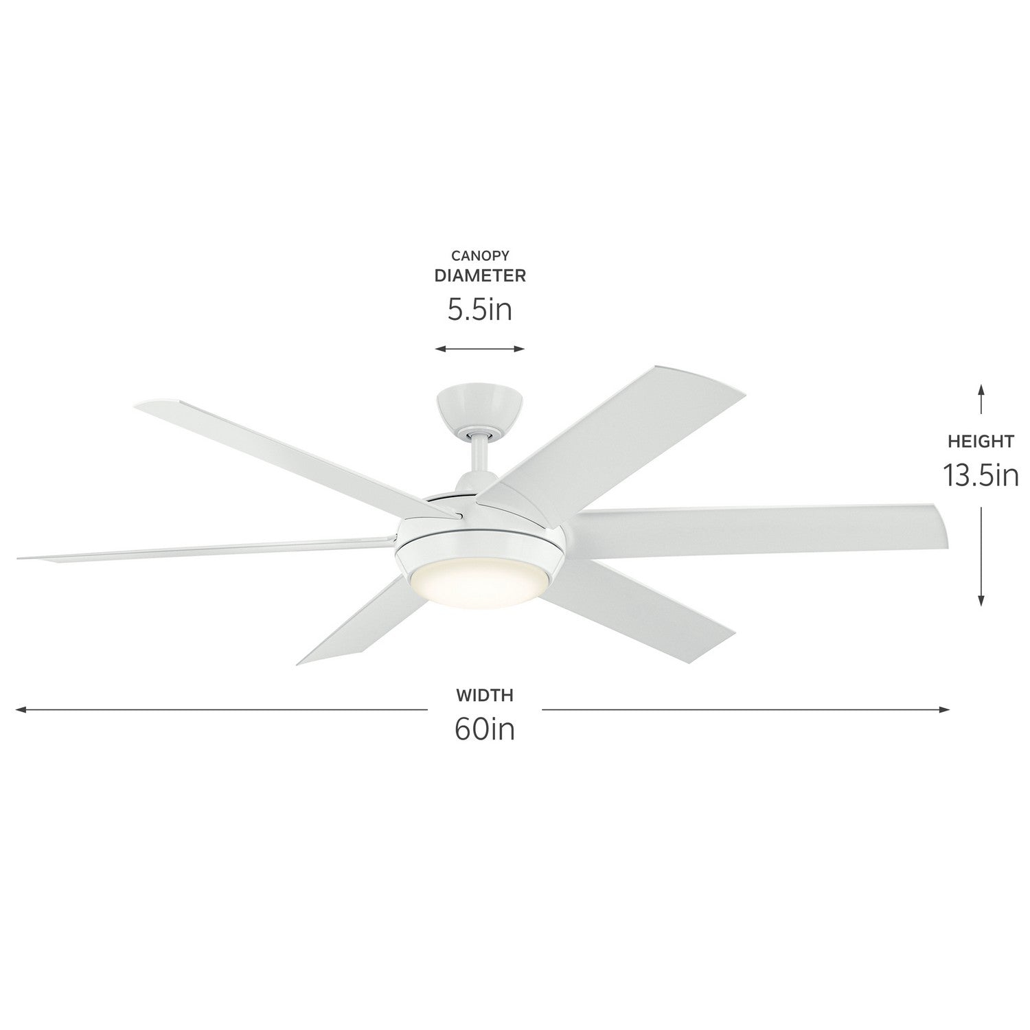 KICHLER 310260WH 60 Inch Mint Ceiling Fan With Glass Diffuser In White With White Blades