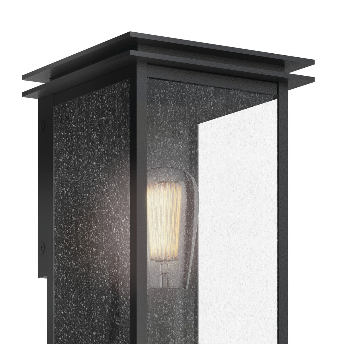 KICHLER 59540BKT Arkville 10 Inch 1 Light Outdoor Wall Light With Clear Seeded Glass In Textured Black