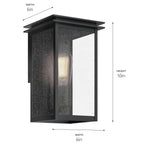 KICHLER 59540BKT Arkville 10 Inch 1 Light Outdoor Wall Light With Clear Seeded Glass In Textured Black