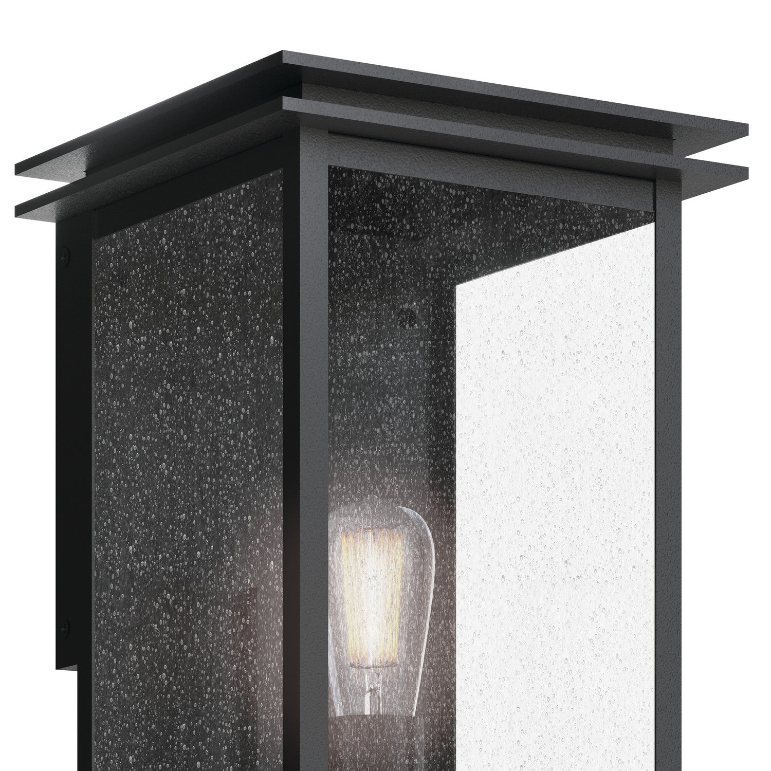 KICHLER 59541BKT Arkville 14 Inch 1 Light Outdoor Wall Light With Clear Seeded Glass In Textured Black