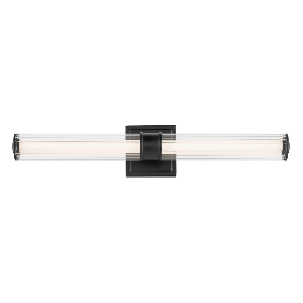 KICHLER 55196BKLED Laurene 26.5" Linear Bath Bar Medium Led With Clear Fluted Glass In Black