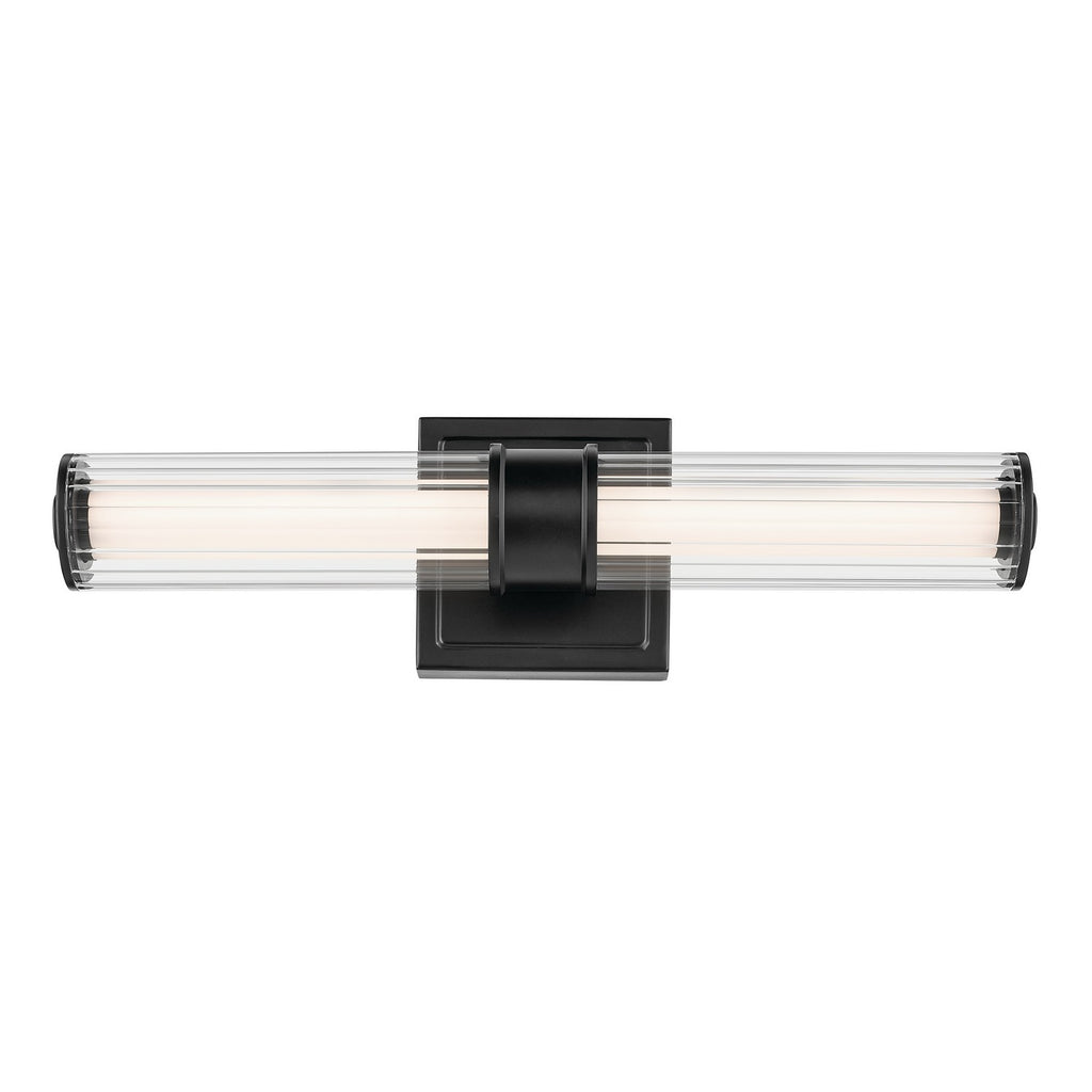 KICHLER 55195BKLED Laurene 18.5" Linear Bath Bar Small Led With Clear Fluted Glass In Black